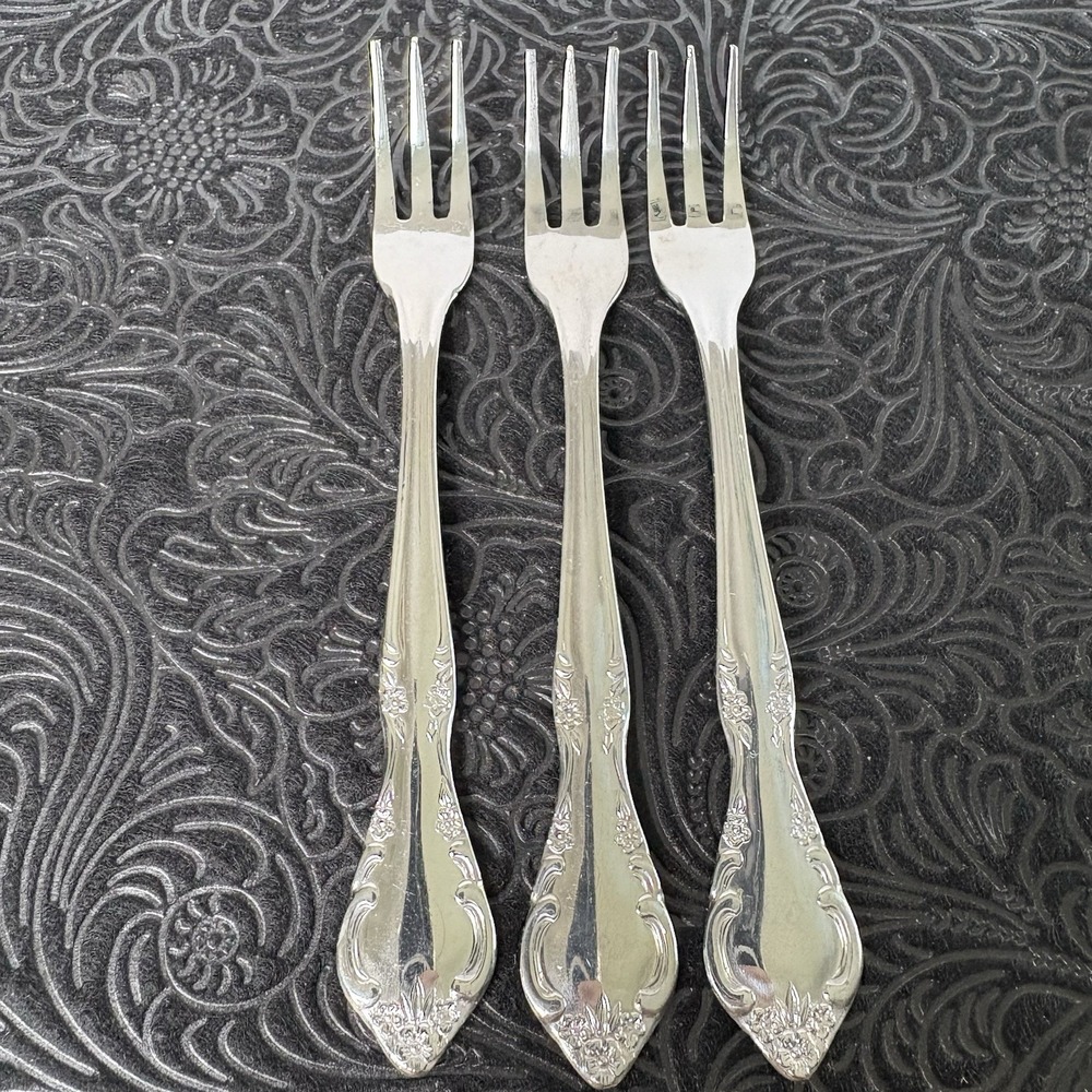 Estia 3 Stainless Steel Flatware CASCADE Pattern Appetizer Snack Forks